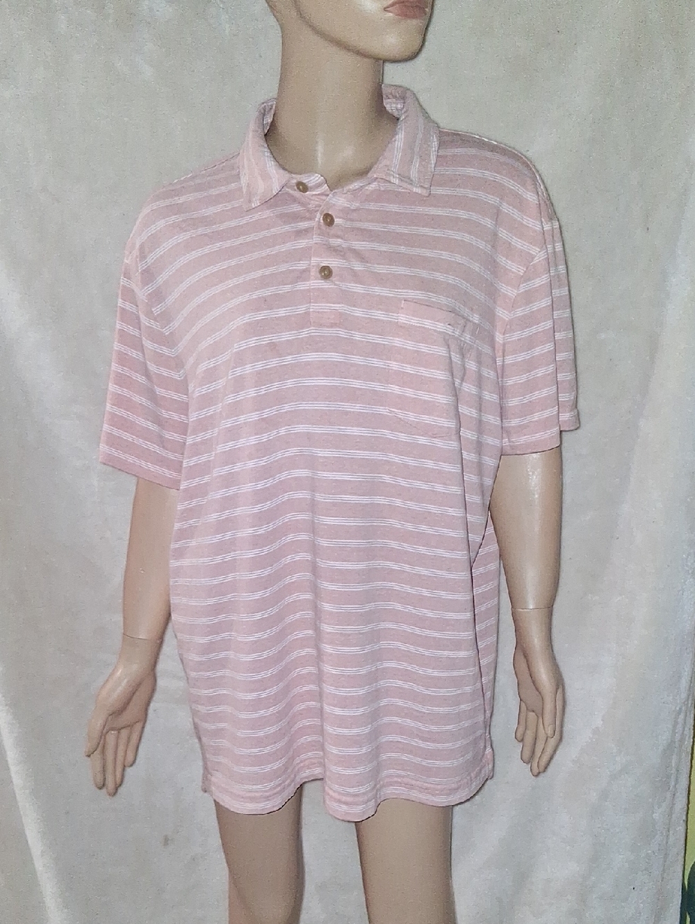 Sonoma Light Pink Striped Polo Shirt